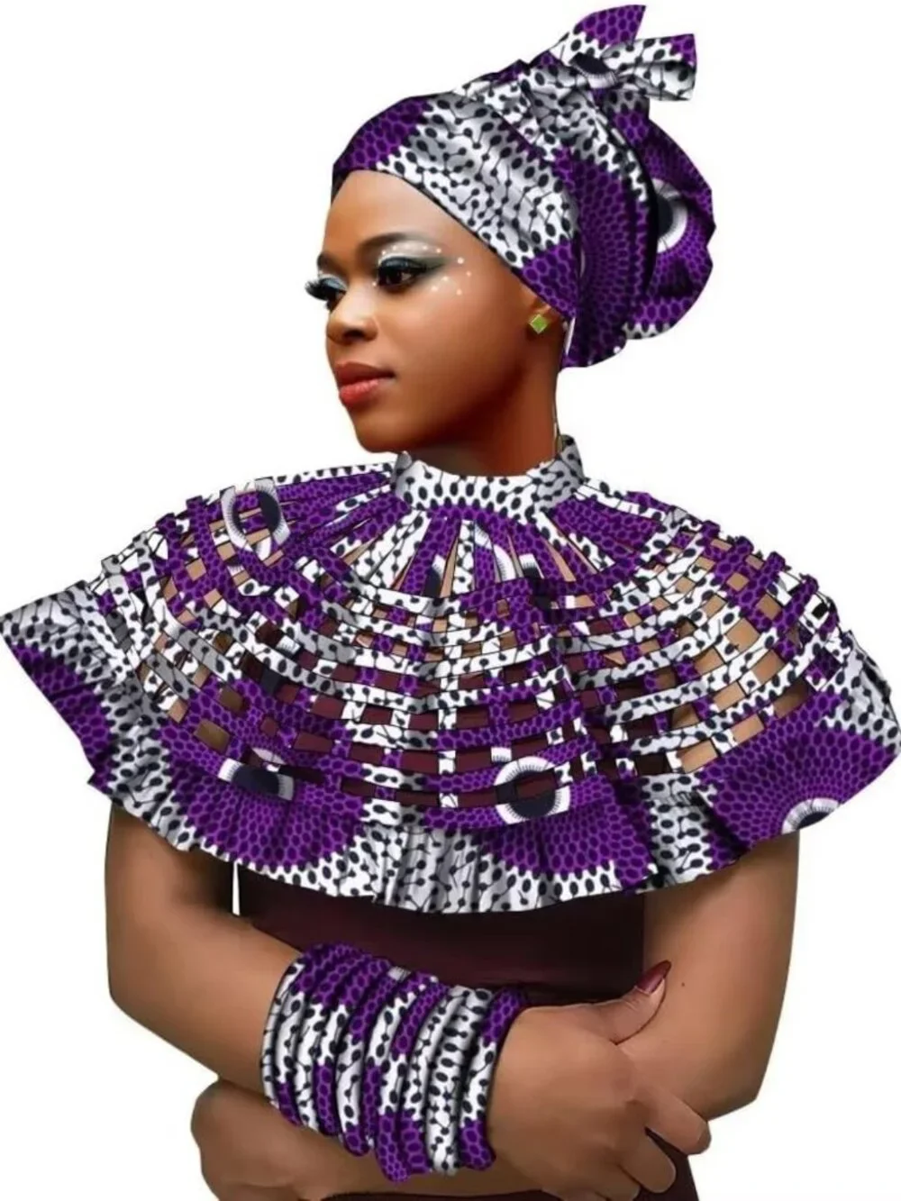 Tribal African Print Headband & Shawl Bangle Set for Women - Stylish Headwear